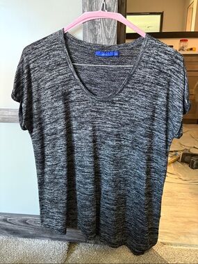 Apt. 9 Black Heather Scoop Neck Short Sleeve Top